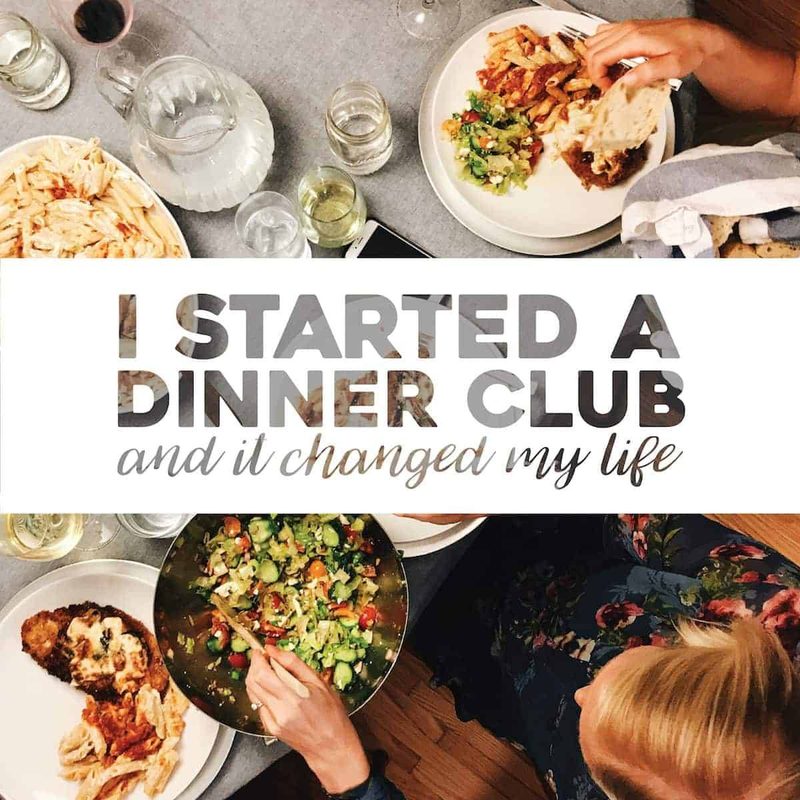 Photo of friends around a table for dinner club.