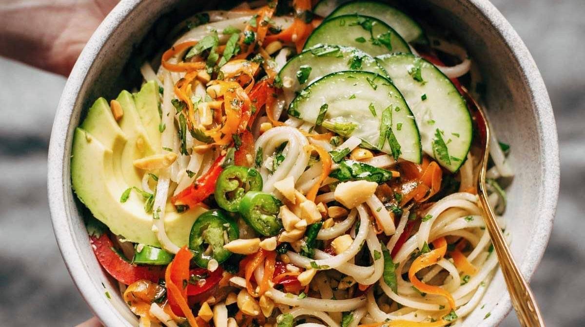 Spring Roll Bowl with a fork.