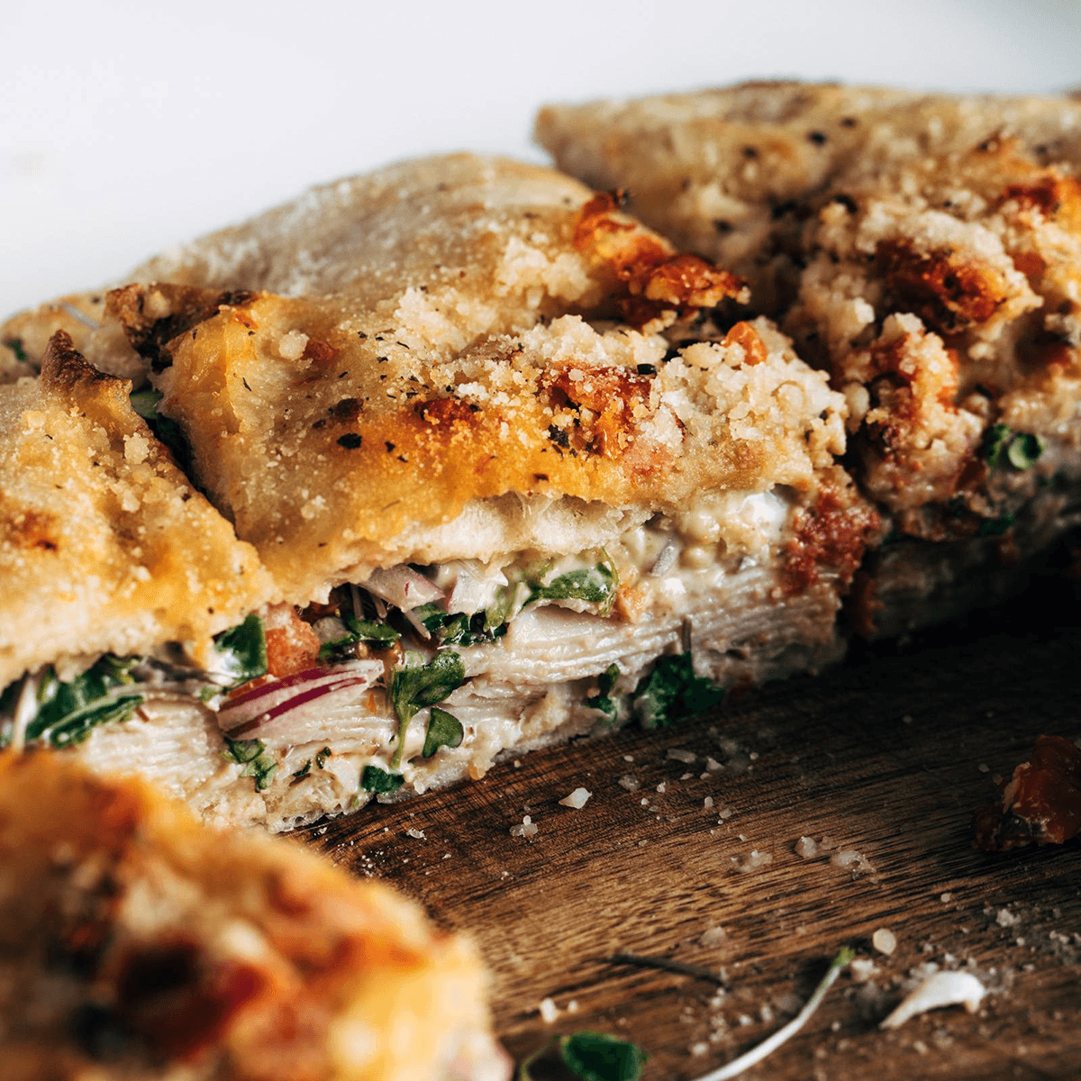 Focaccia turkey sandwich.